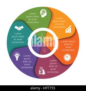 Graphique des éléments de données du diagramme pour le modèle à six positions infographies Illustration de Vecteur