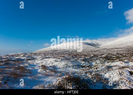 Vue sur les pentes inférieures de Ben Wyvis avec de la neige couvrant Banque D'Images