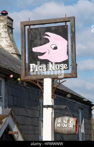 Enseigne de pub pour les cochons Nez Inn, East Prawle, Devon, UK Banque D'Images