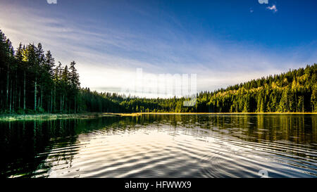 Mike Lake célèbre dans le parc provincial Golden Ears dans beautiful British Columbia Canada sous un ciel bleu Banque D'Images