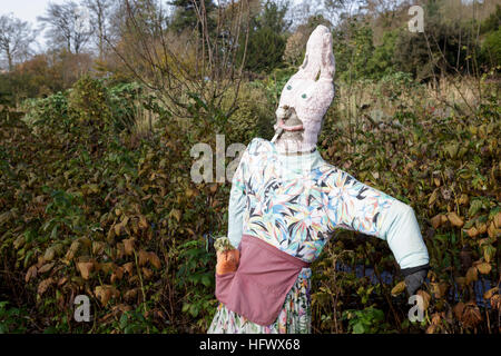 Scarecrow in vegetable garden Banque D'Images