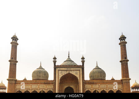 Fidèles et touristes dans la grande mosquée de l'Inde. Old Delhi, Delhi. L'Inde Banque D'Images