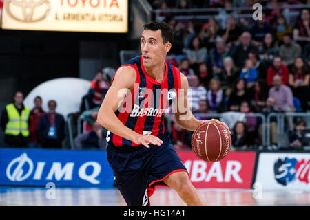 Vitoria, Espagne. 3 janvier, 2017. Pablo Prigioni (Baskonia) pendant la saison de basket-ball match 2016/2017 de ligue espagnole 'Liga ACB Saski Baskonia' entre le Real Madrid et à Fernando Buesa Arena Center le 3 janvier, 2017 à Vitoria, Espagne. ©david Gato/Alamy Live News Banque D'Images