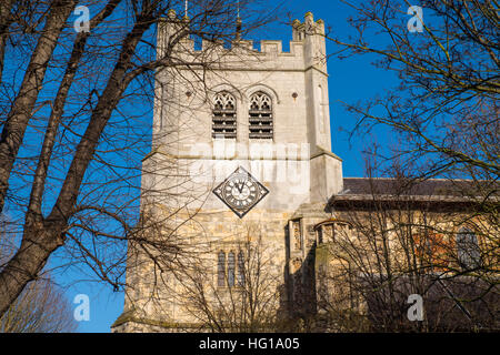 Vue de l'historique Église de Waltham Abbey dans l'abbaye de Waltham, Essex. Banque D'Images