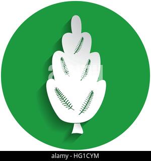 L'icône de mélèze en style papier sur cercle vert Illustration de Vecteur