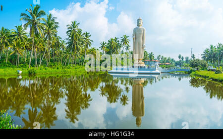 Tsunami Hongan Vihara est la statue du Bouddha géant, dédié aux victimes du Tsunami, situé sur la petite île et entouré d'une Palm Garden en P Banque D'Images