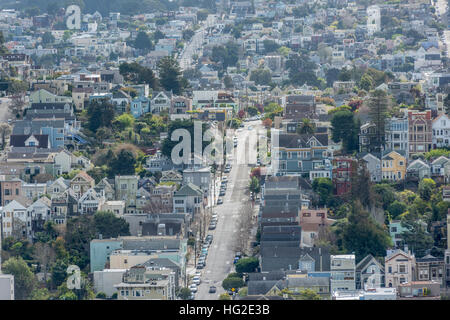 Les quartiers résidentiels de San Francisco, Californie, USA. Banque D'Images