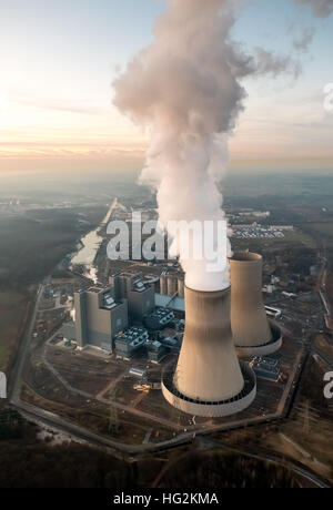 Vue aérienne, centrale électrique au charbon en Westphalie, RWE Power, une ancienne centrale électrique nucléaire, « EMPORTEZ Hamm Uentrop Banque D'Images
