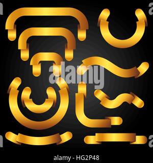 Ensemble de bannières d'or, rubans et étiquettes Illustration de Vecteur