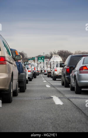 Arrêté Embouteillage sur l'Autoroute, USA Banque D'Images