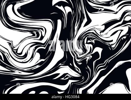 Splash encre noir sur blanc, tourbillonne avec abstract background Illustration de Vecteur