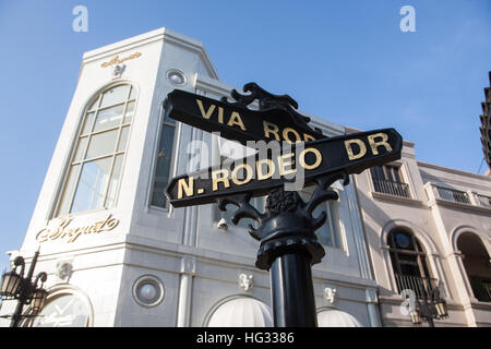 Rodeo Drive,route,signe à Beverly Hills, Los Angeles,Californie,L.A.U.S.A.,California,USA,United States of America,palmier,exclusive, Banque D'Images