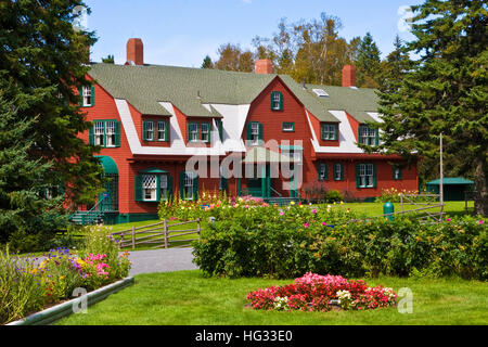 De Campobello, Franklin Roosevelt Campobello International Park, New Brunswick, Roosevelt chalet familial et le jardin Banque D'Images