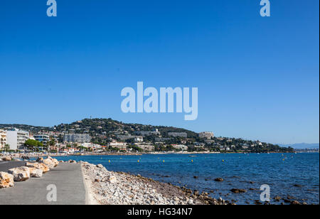 Vue du Cap de la Croisette à Palm Beach au point Croisette à Cannes, Côte d'Azur, France Banque D'Images