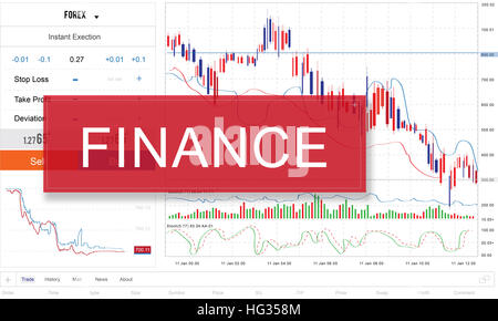 Les stocks financiers Date Argent Concept Graphique Banque D'Images