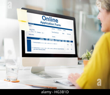 Formulaire de demande en ligne Info Détail Concept Banque D'Images