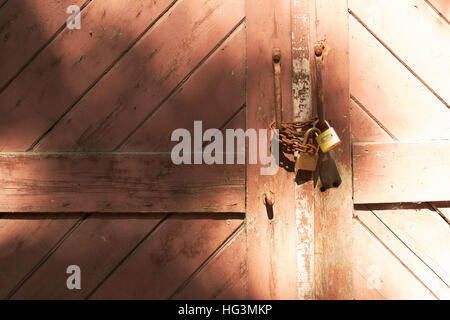 Porte en bois sous clé Banque D'Images