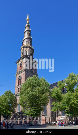 L'église de Notre Sauveur, notre Église du Sauveur. Vor Frelsers avec Kirke, une église baroque de Christiania à Copenhague le plus célèbre pour son clocher helix. Banque D'Images