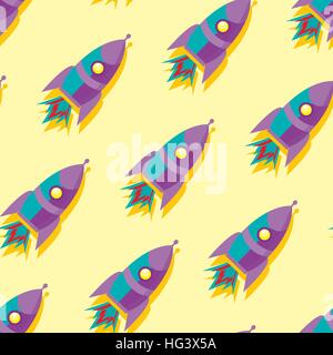 Espace coloré et mignon de fond transparent avec des roquettes. Jaune, Bleu et violet. Illustration de Vecteur