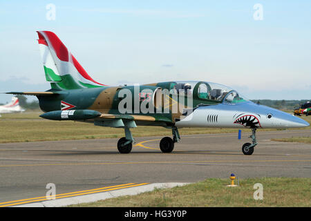 Force Aérienne Hongroise Aero L-39 Albatross trainer sur Kecskemet base aérienne. Hongrie Banque D'Images