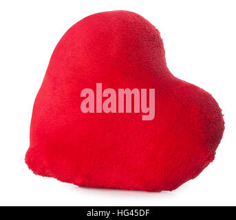 Soft peluche coeur rouge isolé sur fond blanc Banque D'Images