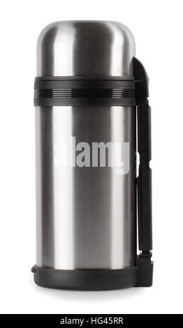 Une fermeture métallique thermos isolé sur fond blanc Banque D'Images