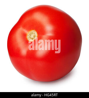 Close up d'une tomate rouge isolé sur fond blanc Banque D'Images