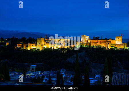 Alhambra de Grenade au coucher du soleil, Andalousie, Espagne Banque D'Images