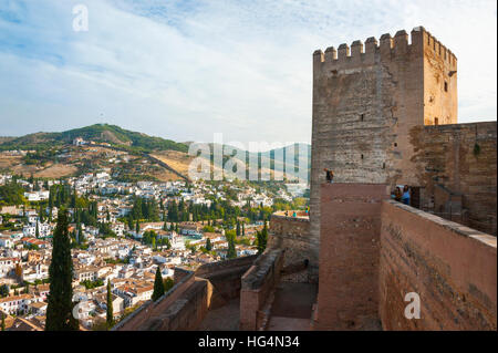 L'Albaicin et l'Alcazaba de l'Alhambra à Grenade, Andalousie, Espagne Banque D'Images