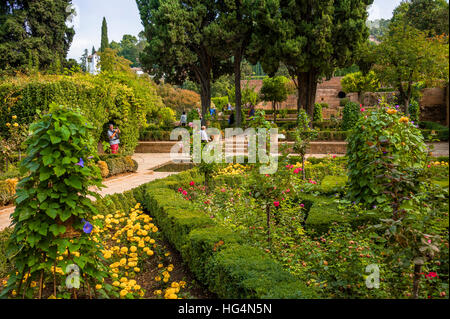 Jardins du Partal, Alhambra à Grenade, Andalousie, Espagne Banque D'Images
