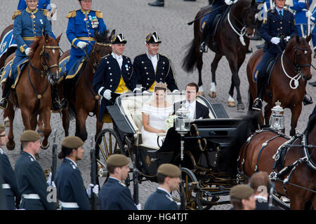 Mariage de la princesse héritière Victoria et le Prince Daniel de Suède. Banque D'Images