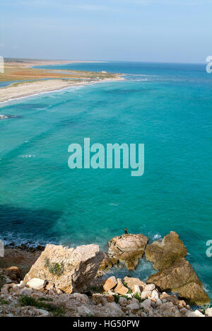 L'île de Socotra, au Yémen - 12 janvier 2008 : Les gens de la pêche sur la côte de l'île de Socotra, au Yémen Banque D'Images