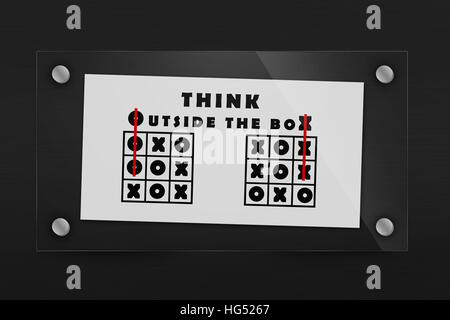 Tic Tac Toe et mots penser en dehors de la boîte Banque D'Images