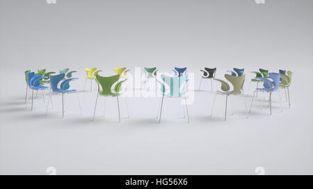 Chaises organisé une réunion - 3D Rendering Banque D'Images