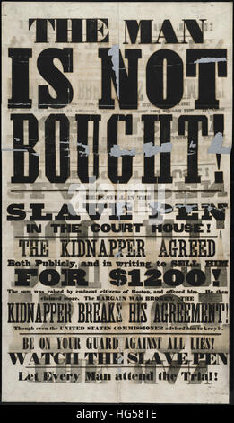 Anti-Slavery Broadsides - Circa 1850 - l'homme n'est pas acheté ! Banque D'Images