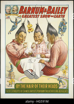 - Affiche de cirque Barnum & Bailey plus grand spectacle sur terre   par les cheveux de leurs têtes Banque D'Images