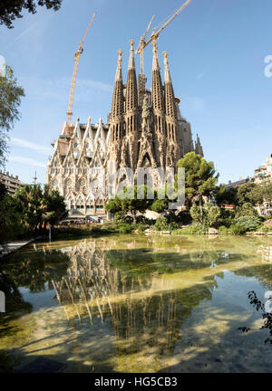 La Cathédrale de La Sagrada Familia, toujours en construction, l'UNESCO, Barcelone, Catalogne, Espagne Banque D'Images