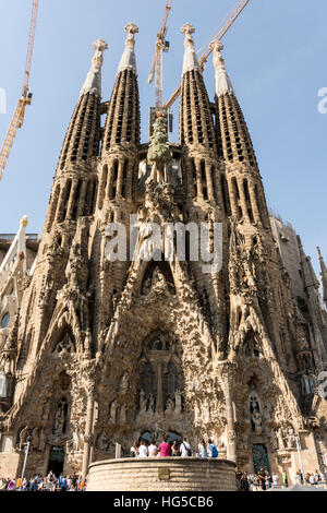 La Cathédrale de La Sagrada Familia, toujours en construction, l'UNESCO, Barcelone, Catalogne, Espagne Banque D'Images