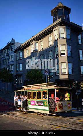 San Francisco cable car system est le dernier téléphérique actionné manuellement. Banque D'Images