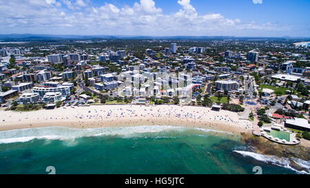 Vue aérienne de Kings Beach à Maroochydore sur la Sunshine Coast du Queensland, Australie. Banque D'Images