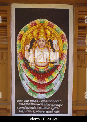 Peinture de la Déesse Durga. Amman Temple, Nemmara Bhagavathy, Palakkad, Kerala Banque D'Images