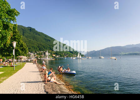 Gmunden : lido au bord du lac Traunsee, Salzkammergut, Oberösterreich, Autriche, Autriche Banque D'Images