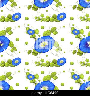 Seamless background with blue morning glory fleurs illustration Illustration de Vecteur