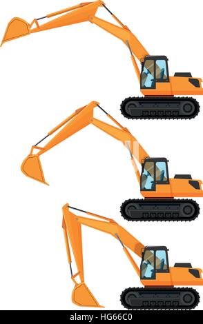 Des bulldozers dans trois positions illustration Illustration de Vecteur