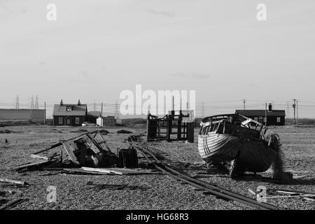 Vieux bateau de pêche en bois Dungeness Banque D'Images