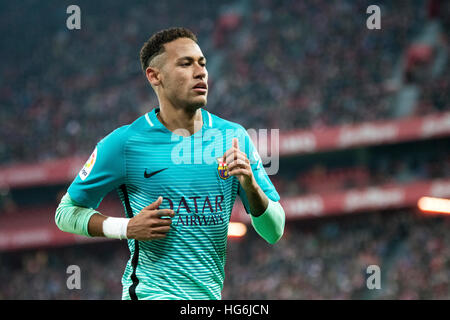 Bilbao, Espagne. 5 janvier, 2017. Neymar Jr. (marche avant, FC Barcelone) pendant le match de foot de la coupe du roi espagnol entre Athletic Club et le FC Barcelone à San Mames Stadium le 5 janvier 2017 à Bilbao, en Espagne. ©david Gato/Alamy Live News Banque D'Images