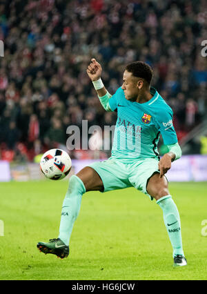 Bilbao, Espagne. 5 janvier, 2017. Neymar Jr. (marche avant, FC Barcelone) en action pendant le match de foot de coupe du roi espagnol entre Athletic Club et le FC Barcelone à San Mames Stadium le 5 janvier 2017 à Bilbao, en Espagne. ©david Gato/Alamy Live News Banque D'Images