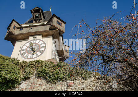 Château du Schlossberg Graz Hill maintenant un parc public e Banque D'Images