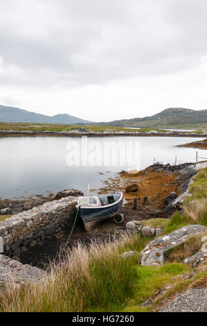 Un petit port à Bàgh Mòr sur l'île de Grimsay dans les Hébrides extérieures. Banque D'Images