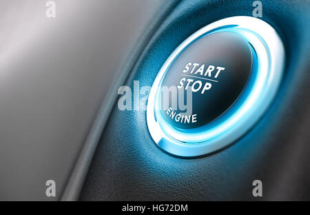 Close up of car stop start système avec copyspace sur la gauche, 3D illustration Banque D'Images